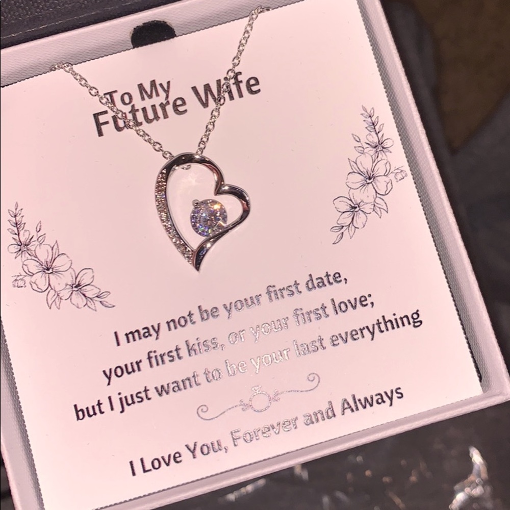 “To My Future Wife” Heart Necklace White Gold